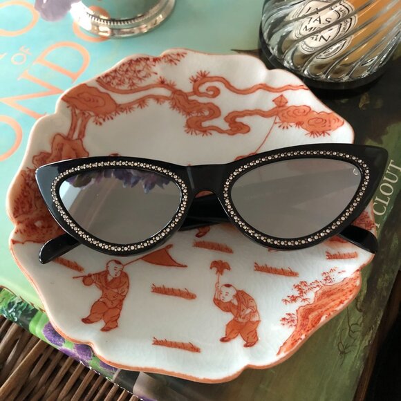 ? NEW Celine Mirrored Embellished Black Cat Eye Sunglasses main image 2